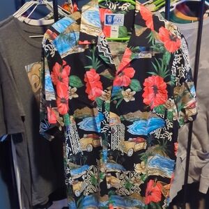 RJC Men's Black Floral Casual Button Down Shirt